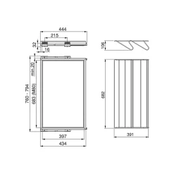 Emuca Kit de rangement de chaussures en métal et cadre avec coulisses à fermeture souple pour armoire, réglable, module 800mm,