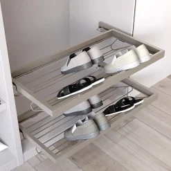 Emuca Kit de rangement de chaussures en métal et cadre avec coulisses à fermeture souple pour armoire, réglable, module 800mm,