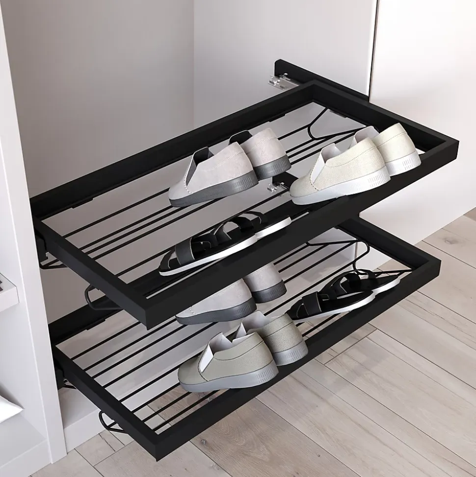 Emuca Kit de rangement de chaussures en métal avec cadre avec coulisses à fermeture souple pour armoire, réglable, module 900mm,