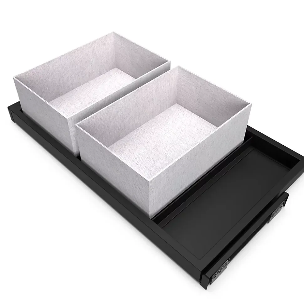Emuca Kit de tray, 2 paniers d'organisation et cadre de roulement soft close pour armoires, réglable, module 800mm, Noir texturé