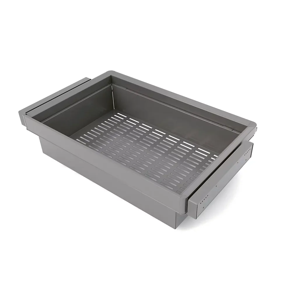 Emuca Kit panier métallique et rack ajustable Quartz pour armoires, glissières extension totale et à fermeture douce, Module 80cm,