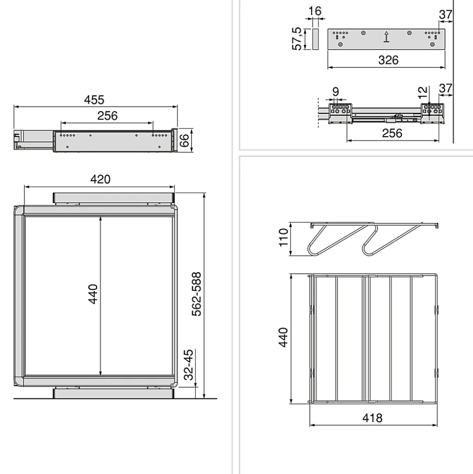 Emuca Kit tiroir à chaussures et rack ajustable Quartz pour armoires, glissières extension totale et à fermeture douce, Module