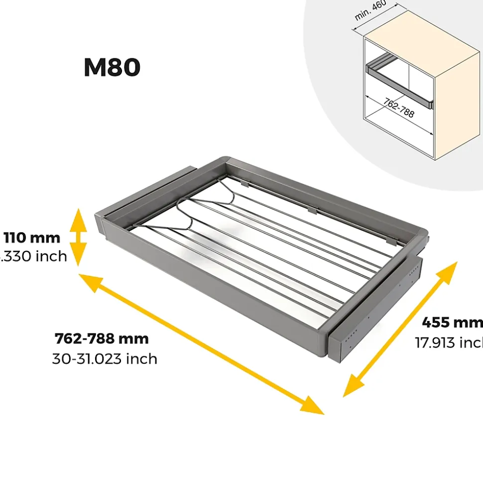 Emuca Kit tiroir à chaussures et rack ajustable Quartz pour armoires, glissières extension totale et à fermeture douce, Module