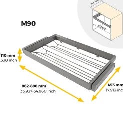Emuca Kit tiroir à chaussures et rack ajustable Quartz pour armoires, glissières extension totale et à fermeture douce, Module