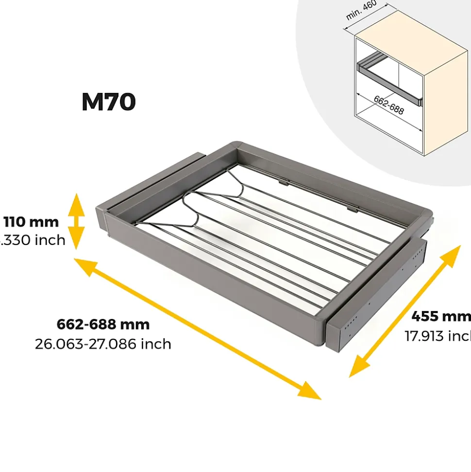 Emuca Kit tiroir à chaussures et rack ajustable Quartz pour armoires, glissières extension totale et à fermeture douce, Module