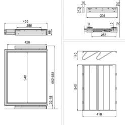 Emuca Kit tiroir à chaussures et rack ajustable Quartz pour armoires, glissières extension totale et à fermeture douce, Module