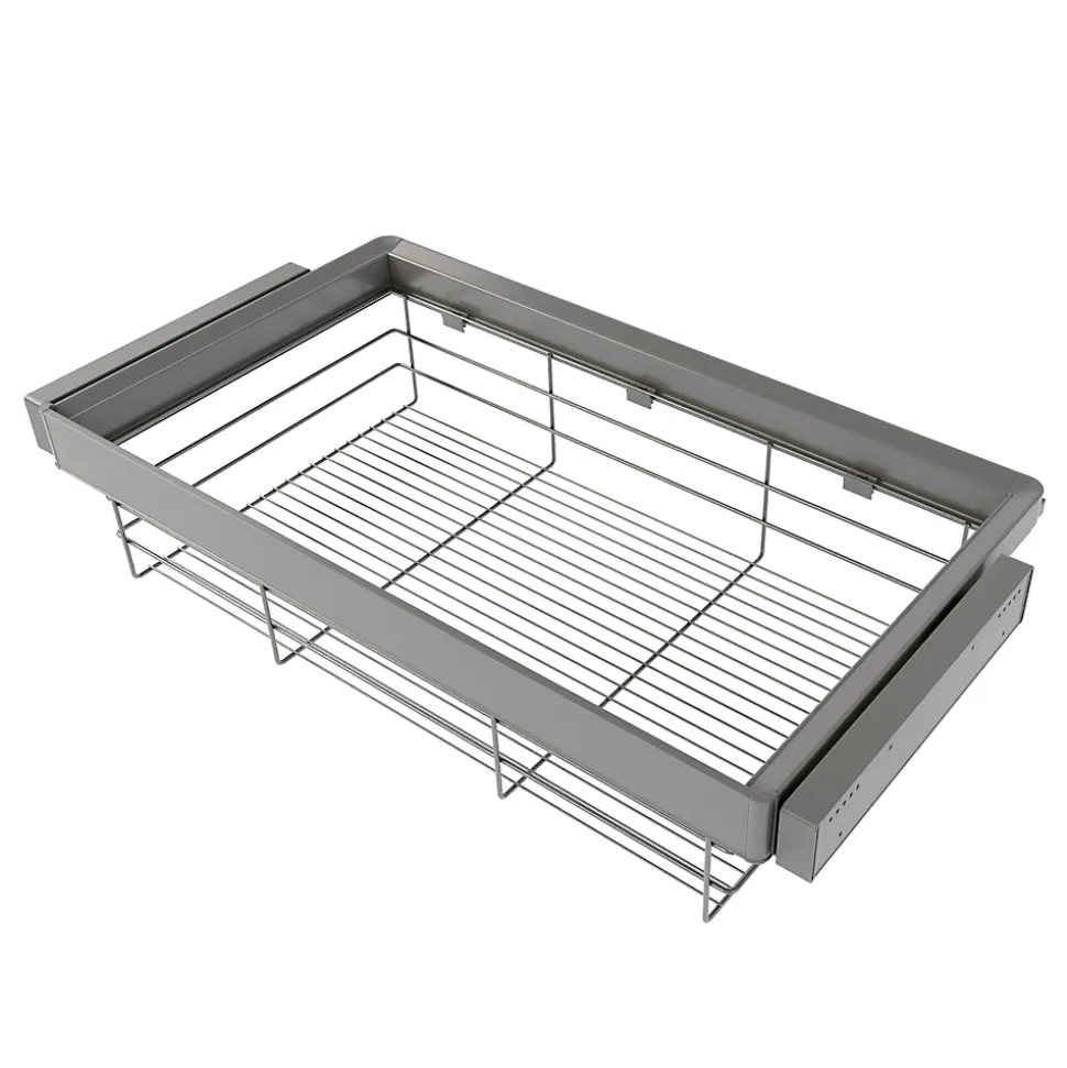 Emuca Kit tiroir en fil métallique et rack ajustable Quartz pour armoires, glissières extension totale et à fermeture douce,