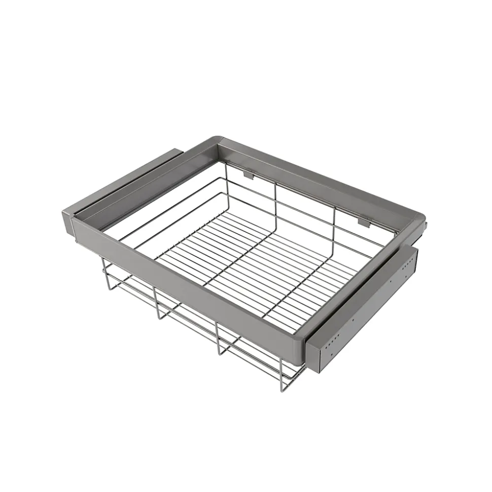 Emuca Kit tiroir en fil métallique et rack ajustable Quartz pour armoires, glissières extension totale et à fermeture douce,