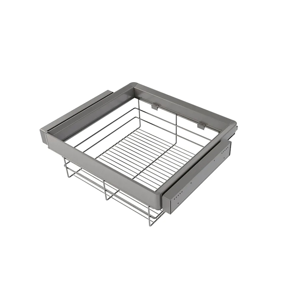 Emuca Kit tiroir en fil métallique et rack ajustable Quartz pour armoires, glissières extension totale et à fermeture douce,