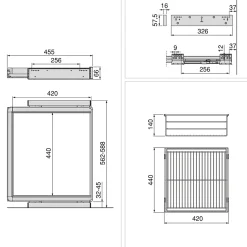 Emuca Kit tiroir en fil métallique et rack ajustable Quartz pour armoires, glissières extension totale et à fermeture douce,