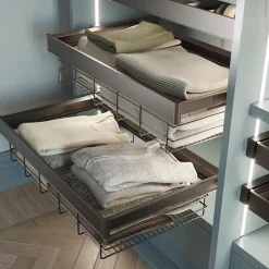 Emuca Kit tiroir en fil métallique et rack ajustable Quartz pour armoires, glissières extension totale et à fermeture douce,