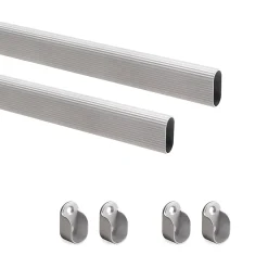 Emuca Kit tube de penderie 30x15 mm aluminium, 0, 95 m, Anodisé mat, Aluminium et Zamak.