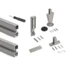Emuca Lot de 2 cadres Zero avec quincaillerie et profilés pour montage au sol et au mur avec vérin circulaire, Aluminium et Zamak,