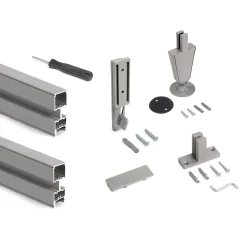 Emuca Lot de 2 cadres Zero avec quincaillerie et profilés pour montage au sol et au mur avec vérin circulaire, Aluminium et Zamak,
