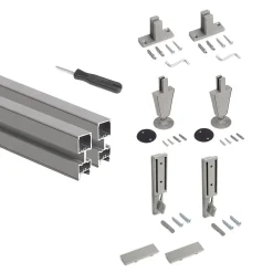 Emuca Lot de 2 cadres Zero avec quincaillerie et profilés pour montage au sol et au mur avec vérin circulaire, Aluminium et Zamak,
