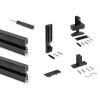 Emuca Lot de 2 cadres Zero avec quincaillerie et profilés pour montage au sol et au mur avec niveleur rectangulaire, Aluminium et