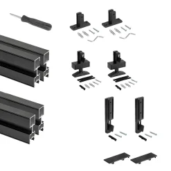 Emuca Lot de 2 cadres Zero avec quincaillerie et profilés pour montage au sol et au mur avec niveleur rectangulaire, Aluminium et