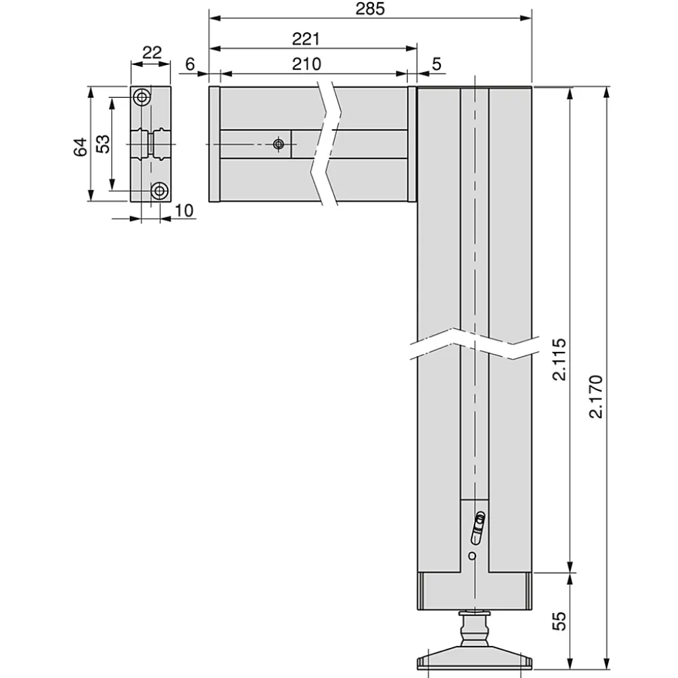 Emuca Lot de 2 cadres Zero avec quincaillerie et profilés pour montage au sol et au mur avec niveleur rectangulaire, Aluminium et