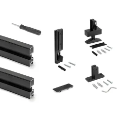Emuca Lot de 3 cadres Zero avec quincaillerie et profilés pour montage au sol et au mur avec niveleur rectangulaire, Aluminium et