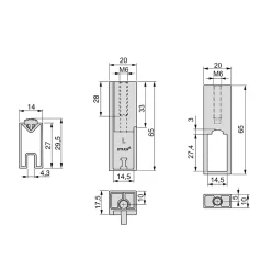 Emuca Lot de 2 rails de penderie Luxe de 1,15 m de long avec supports, Aluminium et Plastique, Peint gris pierre