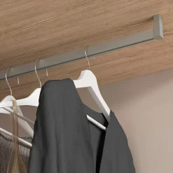 Emuca Lot de 2 rails de penderie Luxe de 0,75 m de long avec supports, Aluminium et Plastique, Peint gris pierre