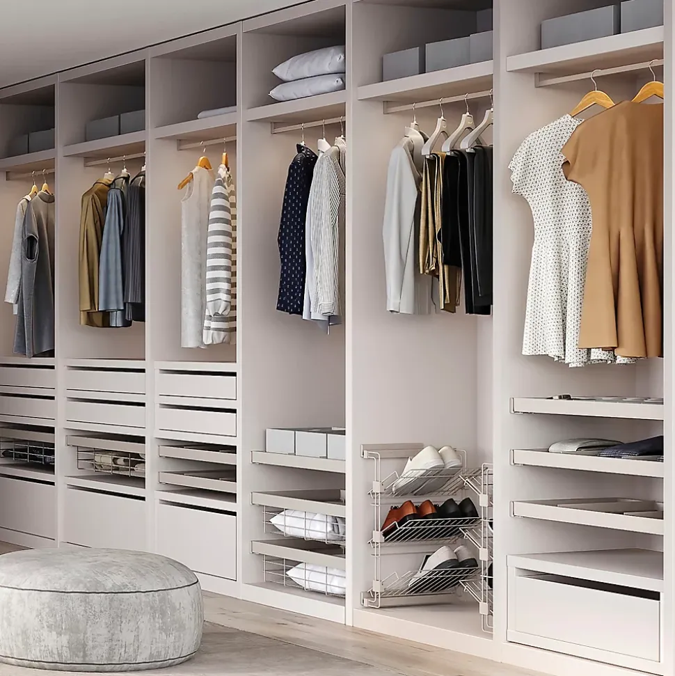 Emuca Lot de 2 rails de penderie Luxe de 0,75 m de long avec supports, Aluminium et Plastique, Peint gris pierre