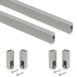 Emuca Lot de 2 rails de penderie Luxe de 0,75 m de long avec supports, Aluminium et Plastique, Peint gris pierre