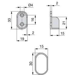 Emuca Lot de 2 rails ovales pour armoires 30x15mm longueur 0.95m avec supports, Acier et Zamak, Chromé
