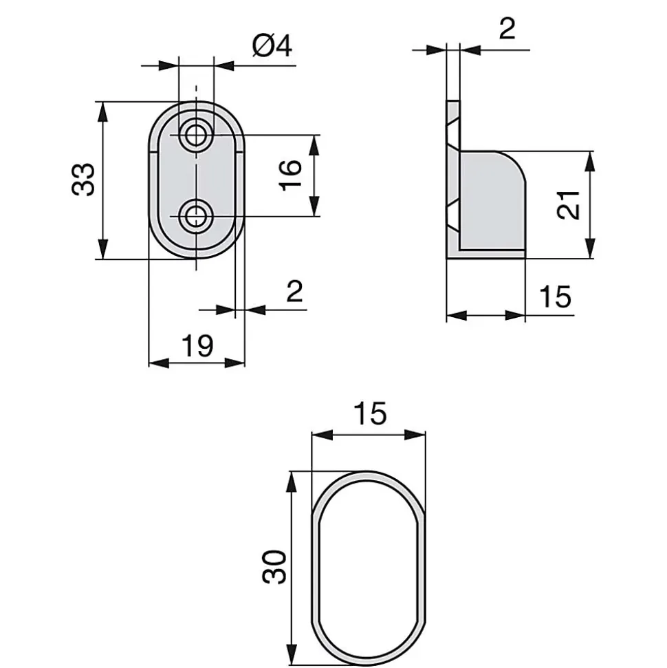 Emuca Lot de 2 rails ovales pour armoires 30x15mm longueur 0.95m avec supports, Acier et Zamak, Chromé