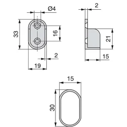 Emuca Lot de 2 rails ovales pour armoires 30x15mm longueur 0.95m avec supports, Acier et Zamak, Chromé