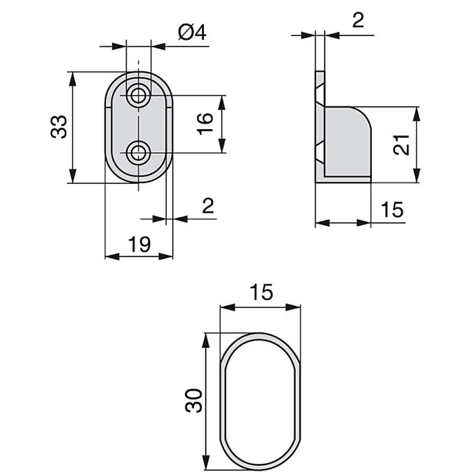Emuca Lot de 2 rails ovales pour armoires 30x15mm longueur 0.95m avec supports, Acier et Zamak, Chromé