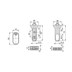 Emuca Lot de 2 x 1.15m Tringles de penderie en soie avec supports, Aluminium et Plastique, Anodisé mat