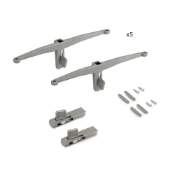 Emuca Lot de consoles pour 5 étagères en bois pour la structure Zero, planches non incluses, Zamak, Peint gris pierre
