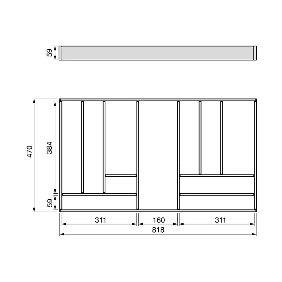 Emuca Organisateur de tiroirs Alumount 900x500, Aluminium, Gris antracite