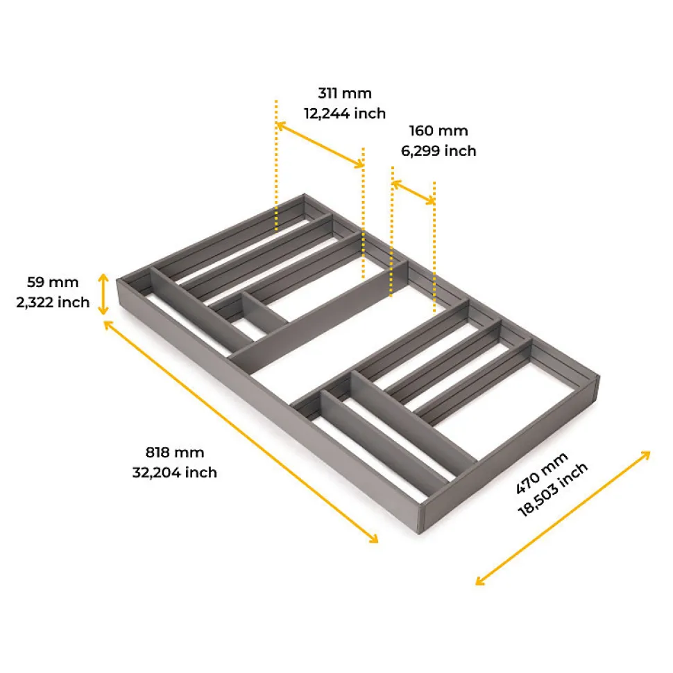 Emuca Organisateur de tiroirs Alumount 900x500, Aluminium, Gris antracite