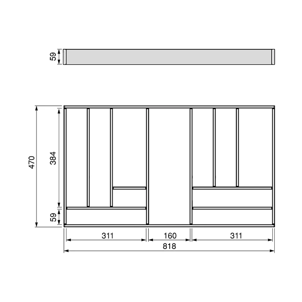 Emuca Organisateur de tiroirs Alumount 900x500, Aluminium, Gris antracite