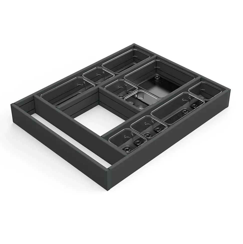 Emuca Organisateur de tiroirs Alumount 450x500, Aluminium, Gris antracite