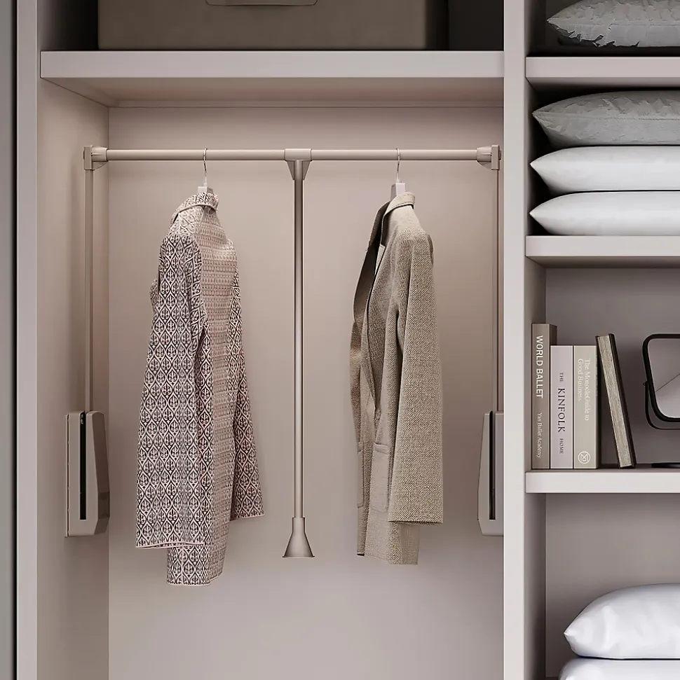Emuca Penderie rabattable pour armoire Hang, 450 - 600, Peint gris pierre, Acier et Plastique.