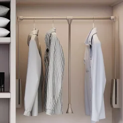 Emuca Penderie rabattable pour armoire Hang, 450 - 600, Peint gris pierre, Acier et Plastique.