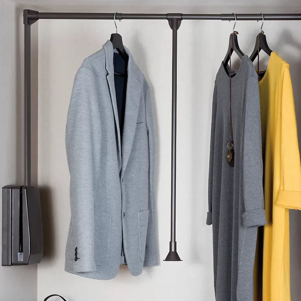 Emuca Penderie rabattable pour armoire Hang, 600 - 830, Peint en moka, Acier et Plastique.