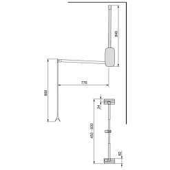 Emuca Penderie rabattable pour armoire Sling, 450 - 600, Chromé, Acier et Plastique.
