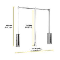 Emuca Penderie rabattable pour armoire Sling, 450 - 600, Chromé, Acier et Plastique.