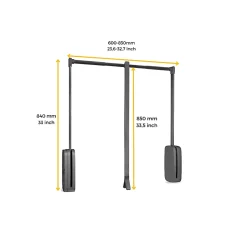 Emuca Penderie rabattable pour armoire Sling, 600 - 830, Titane , Acier et Plastique.