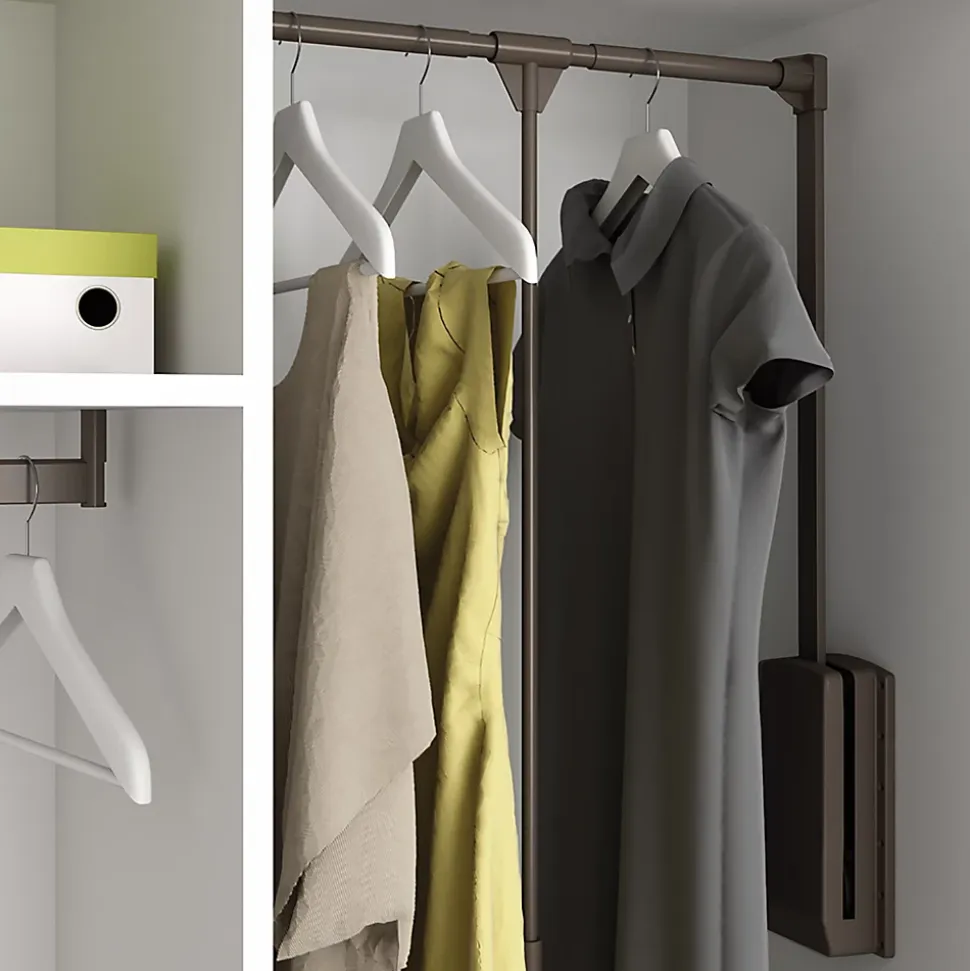 Emuca Penderie rabattable pour armoire Hang, 830 - 1150, Peint en moka, Acier et Plastique.