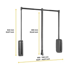 Emuca Penderie rabattable pour armoire Sling, 830 - 1150, Titane   , Acier et Plastique.