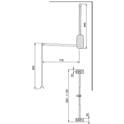 Emuca Penderie rabattable pour armoire Sling, 830 - 1150, Titane   , Acier et Plastique.