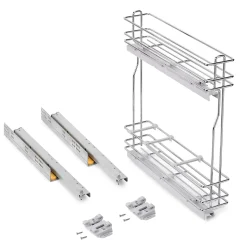 Emuca Porte-bouteilles latéral extractible SupraMax avec fermeture amortie, module 150mm, acier, chromé