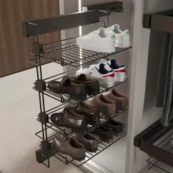Emuca Porte-chaussures latéral coulissant pour placards et dressing Quartz, Gauche, Acier, Titane