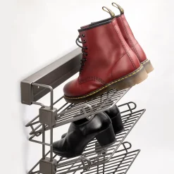 Emuca Porte-chaussures latéral coulissant pour placards et dressing Quartz, Gauche, Acier, Titane
