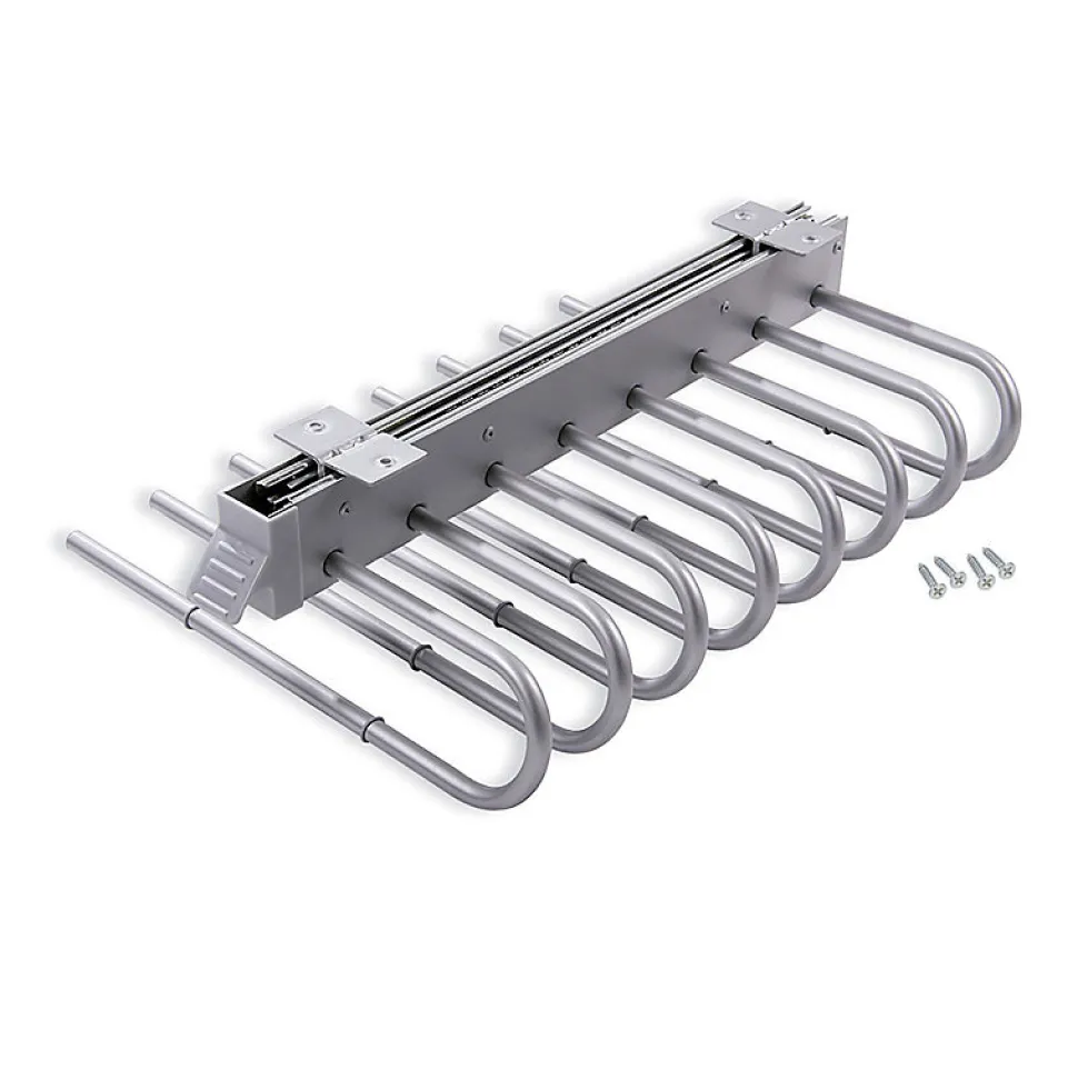 Emuca Porte-pantalons extractible, Droite, Peint en aluminium, Acier et Plastique.